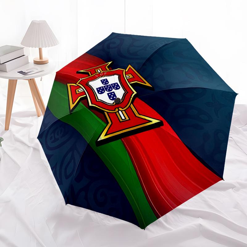 1pc Football team Umbrella Portable Folding Umbrella Iron Frame Hole Bone Structure Outdoor Home Umbrella