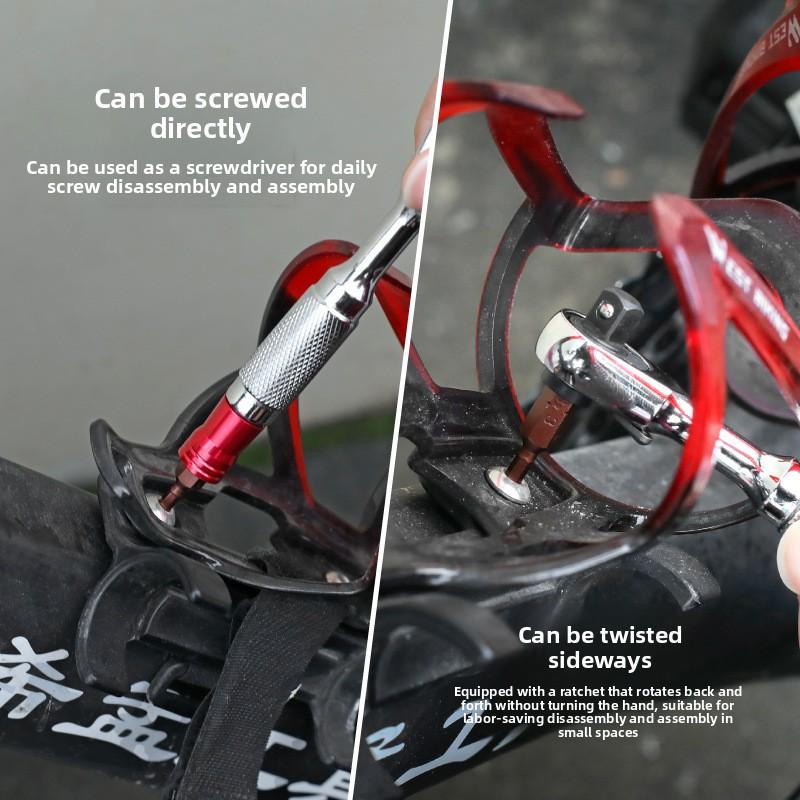 Chiave a cricchetto doppia testa 1/4" Cricchetto rapido Set di chiavi a bussola doppie mini Attrezzi manuali per officina biciclette