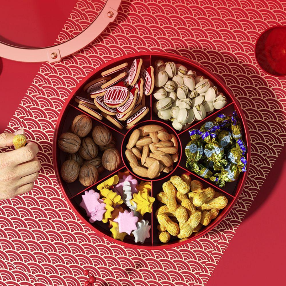 Pyłoszczelna Talerz Serwujący Przekąski na Festiwal Wiosny 7-Przegródkowy Talerz na Owoce Pudełko na Cukierki Noworoczne Impreza