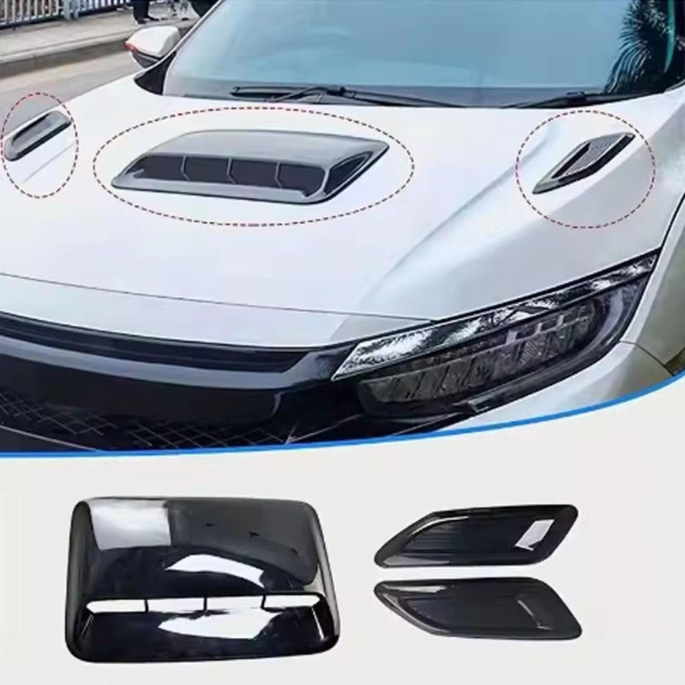 Carbon Fiber Hood Scoop Decorative Trim Air Outlet Decorative Cover  Auto Exterior Accessories