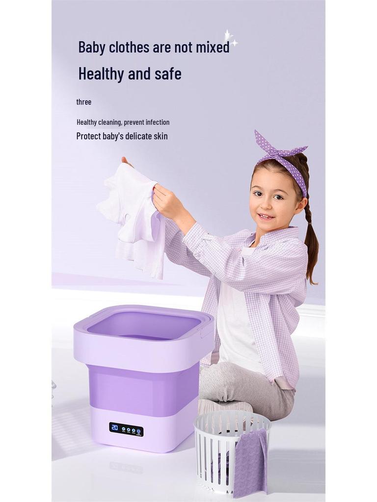 Mașină de spălat compactă pliabilă: Spălare și Centrifugare de Capacitate Mare pentru Spații Mici. Ideal pentru Lenjerie Intimă, Șosete, Haine de Bebeluș, Cămine Studențești și Case.