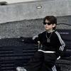 Trendy Korean-Style Boy's Striped Sweatshirt & Sweatpants Set for Spring/Autumn