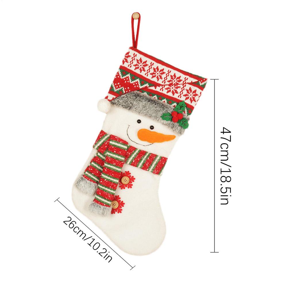 Stockings For Christmas 18.5 Inch Cute Stockings With 3D Pattern Reusable Christmas Goodie Bags For Kids Adults Candy Small Toys
