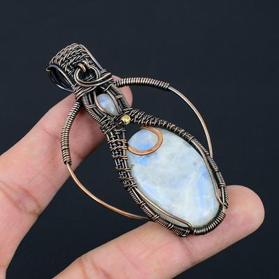 Ciondolo Gioiello con Pietra di Luna Pretty Fatto a Mano Avvolto in Filo di Rame Per Amore
