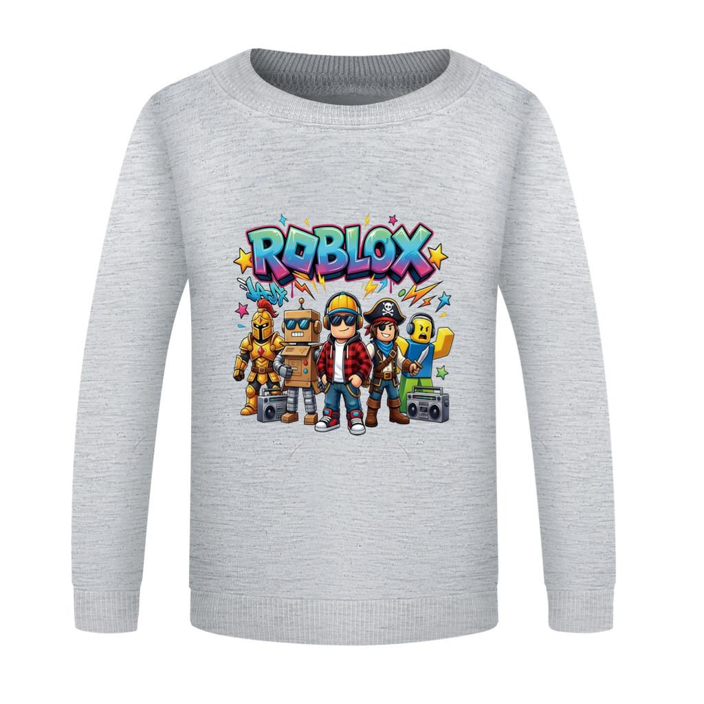 5574 Kids Boys Girls Roblox Print Round Neck Long Sleeves Sweatshirt