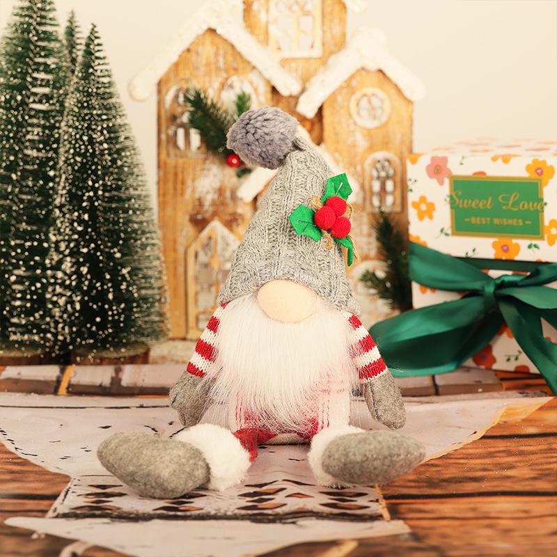 Nordic Style Rudolf Faceless Doll Ornament - Christmas Pom-Pom Knit Figurine