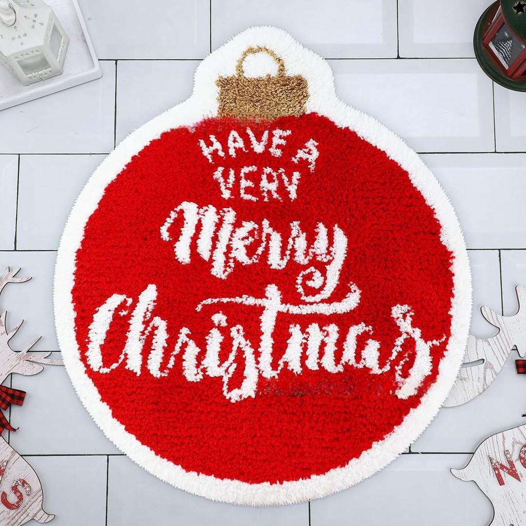 Christmas Circular Carpet Encrypted Imitation Cashmere Flat Plush Floor Mat Circular Holiday Decoration Carpet Living Room Carpet