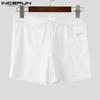 INCERUN Men Drawstring Elastic Waist Side Mesh Patchwork Shorts Pajamas