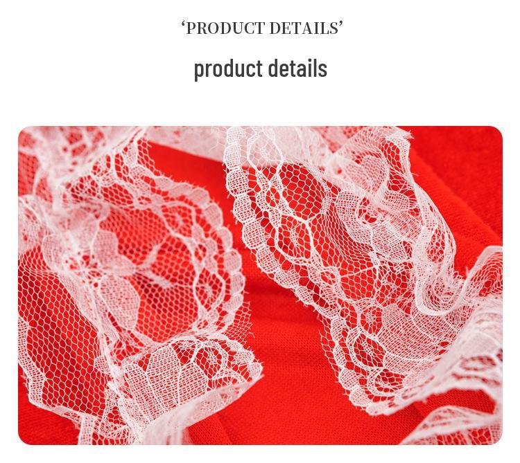 Women's Lace-Trimmed Red Hooded Cape - Halloween Costume Cloak Short Retro Trench Coat Stage Performance Wear