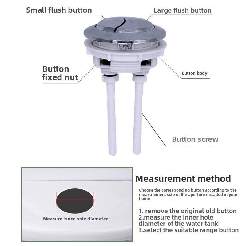 38/48/58MM Dual Push Button Flush Toilet Water Tank Double Crescent Rectangular Oval Shape 2 Rods Bathroom Toilet Switches