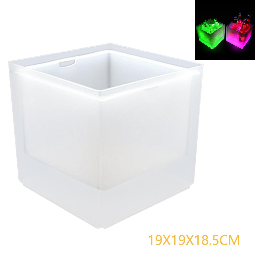 LED Ice Bucket RGB Colorful Cooler Bucket Double Layer Square Ice Tray Bar Nightclub Light Up Champagne Whiskey Beer Bucket