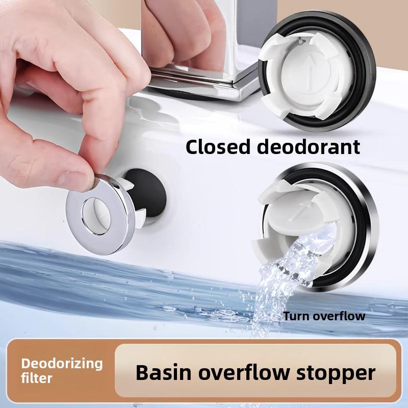 1pcs Dresser Sink Overflow Cover Ceramic Bathroom Container Kitchen Basin Decorative Round Insert Hole Silver ABS Plastic 30MM