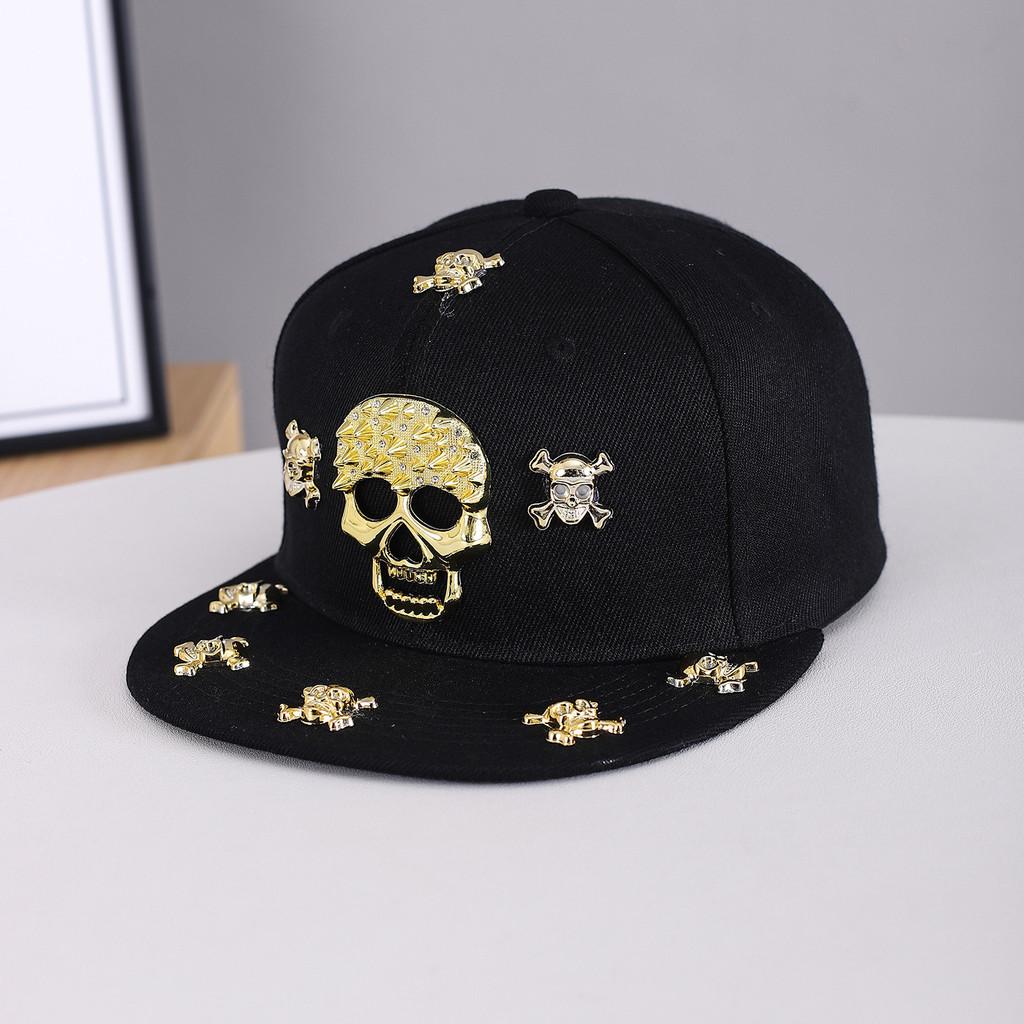 

Skull Pattern Hiphop Baseball Cap With Glitter Embellishments For Streetwear Fans Skull Black