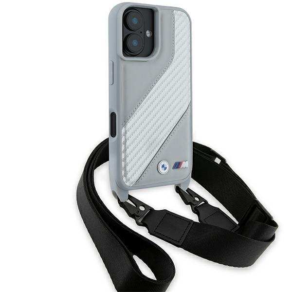 Bmw Bmhcp16S23Psccg Iphone 16 6.1       Szary/Grey Hardcase M Edition Carbon Stripe & Strap