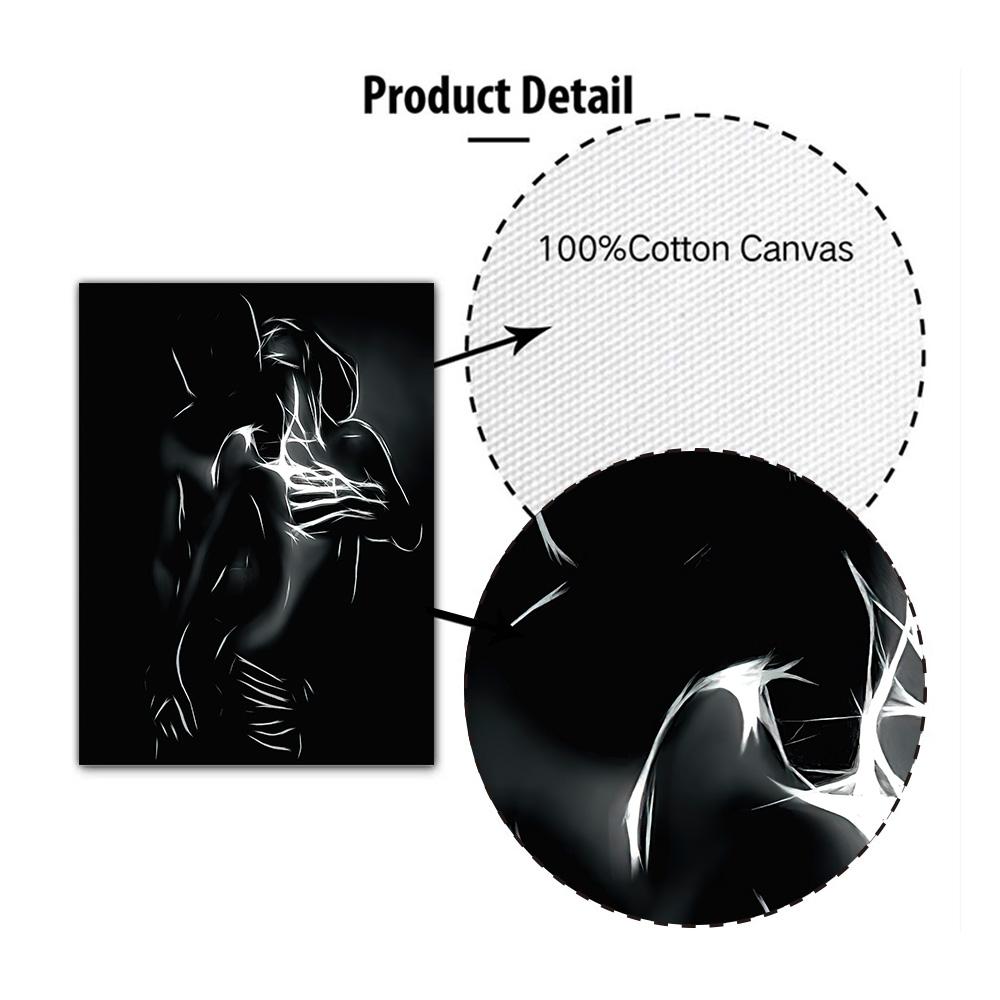 Nordic Canvas Painting Black and White Nude Couple Sexy Body Women Man Wall Art Poster Print Wall Picture for Room Home Decor