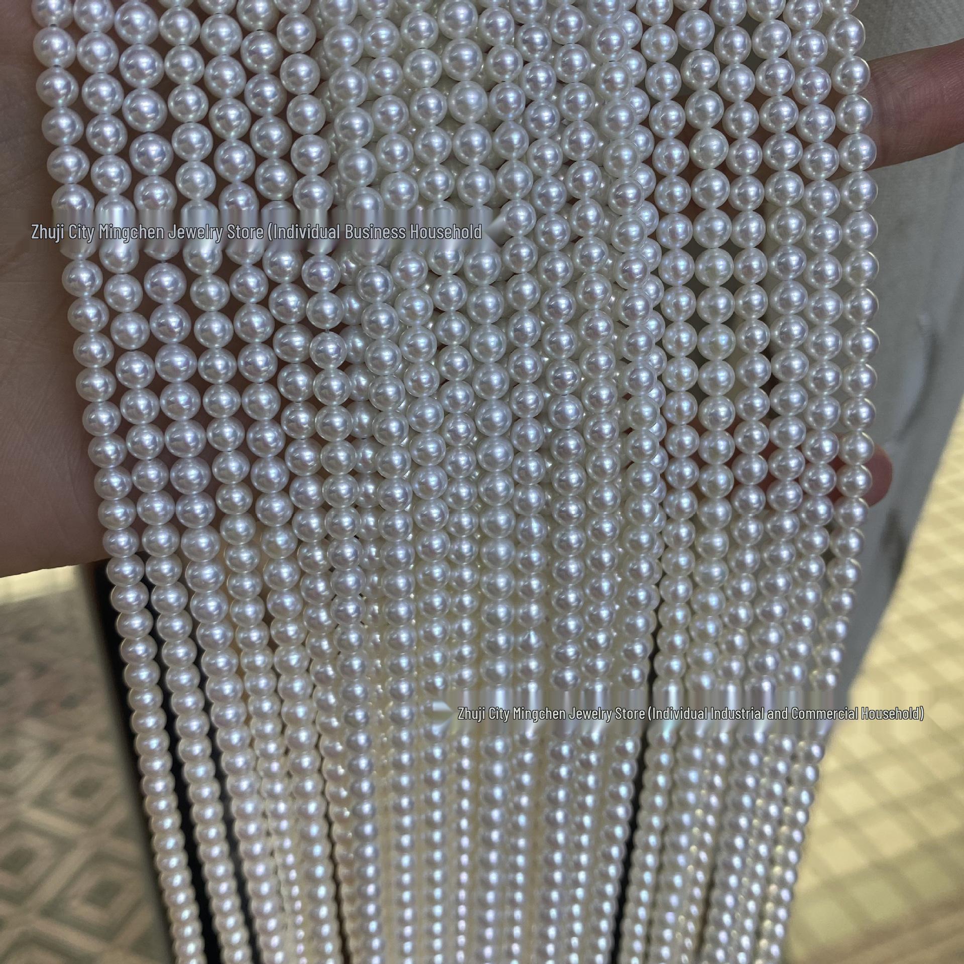 Zhuji Freshwater 4-4.5mm Round Pearls with Aurora Luster, Almost Flawless, Semi-Finished. Semi-finished Necklace