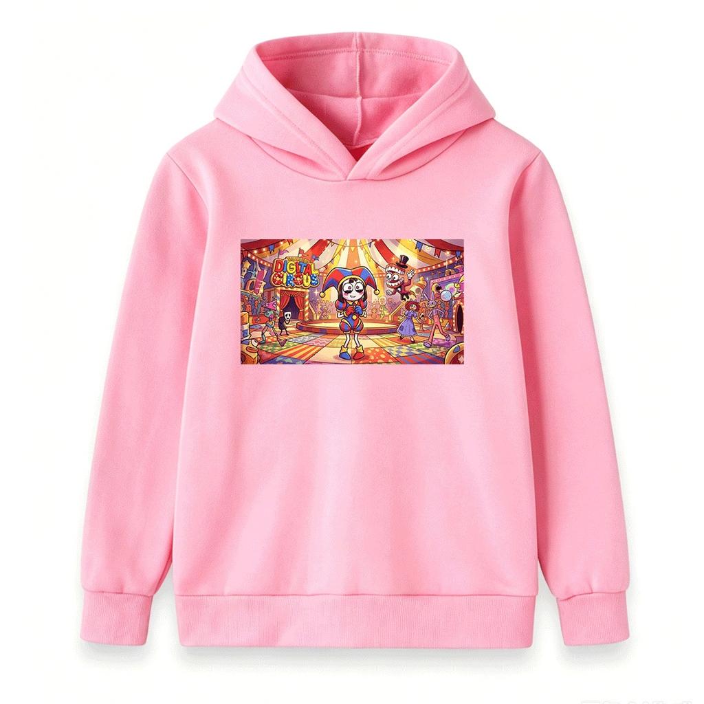 Kids Boys Girls Hoodie Sweatshirt, Cartoon Digital Circus Print Casual Pullover Top for Children Daily Wear