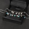 Exclusive For Foot Accessories, Fashionable Personalized Turquoise Pearl Disc Small Pendant Double Anklet