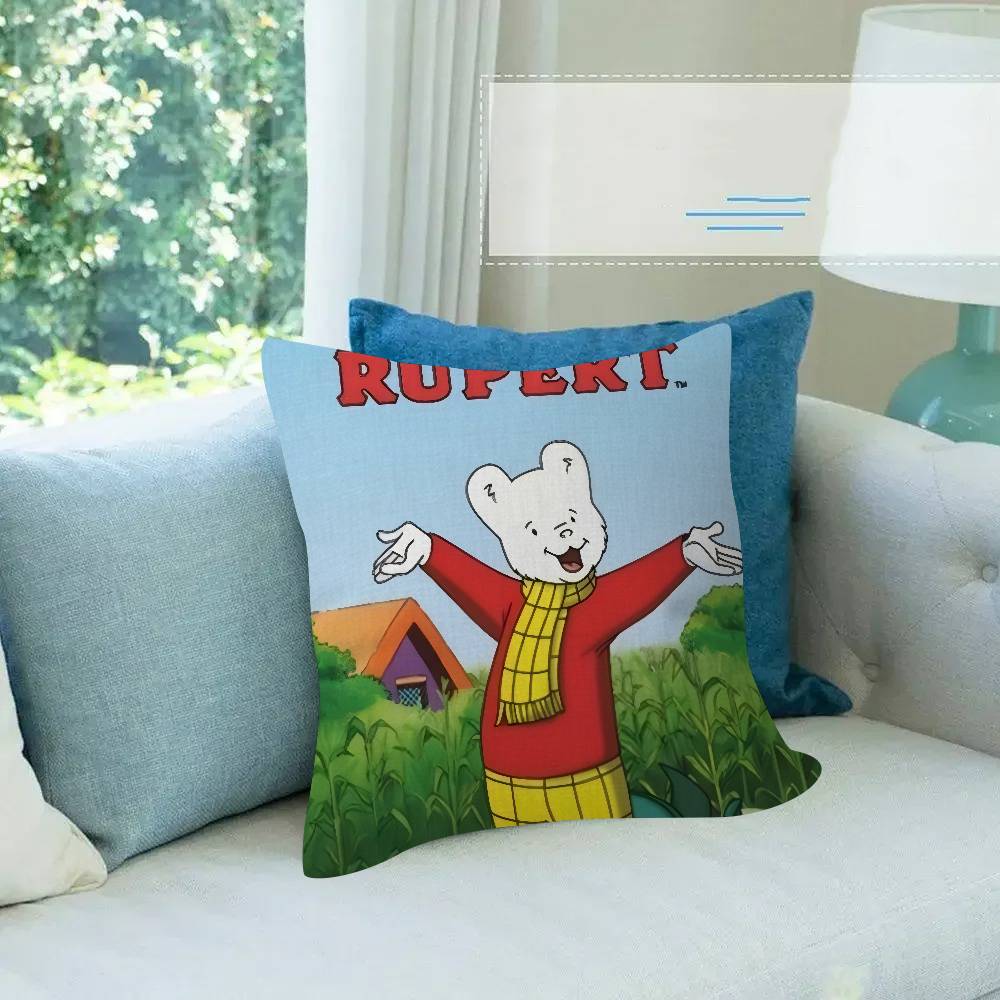 Anime R-Rupert B-Bear Maple Design Cushion Cover Happy Autumn Harvest Decor Holiday Decorati Pillow Cover