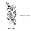 Waterproof Black & White Sketch Flower Half Sleeve Tattoo Stickers
