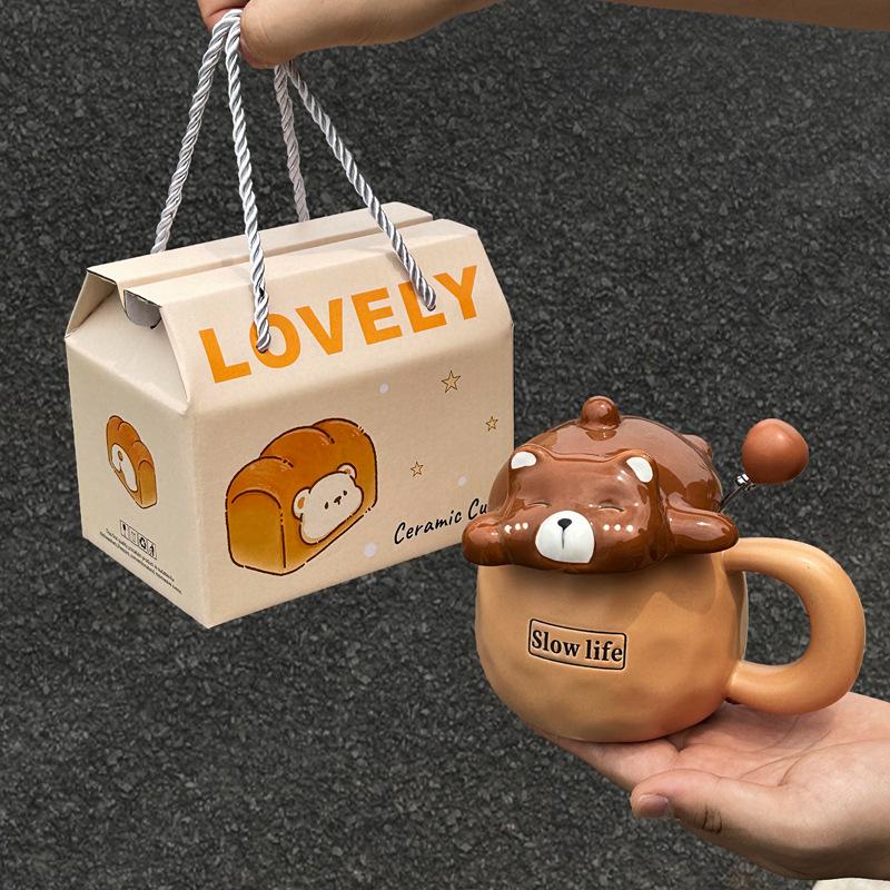 Ins Style Cute Mug with Lid Birthday Gift for Girls Giving Boys Practical Water Cup High value Mug