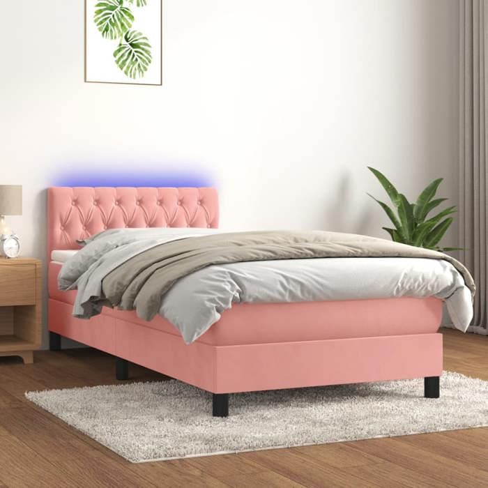 VidaXL Sommier à Lattes de Lit avec Matelas et LED, Lit Rembourré, Lit Simple, Lit Adulte de Chambre à Coucher Intérieur, 3134572