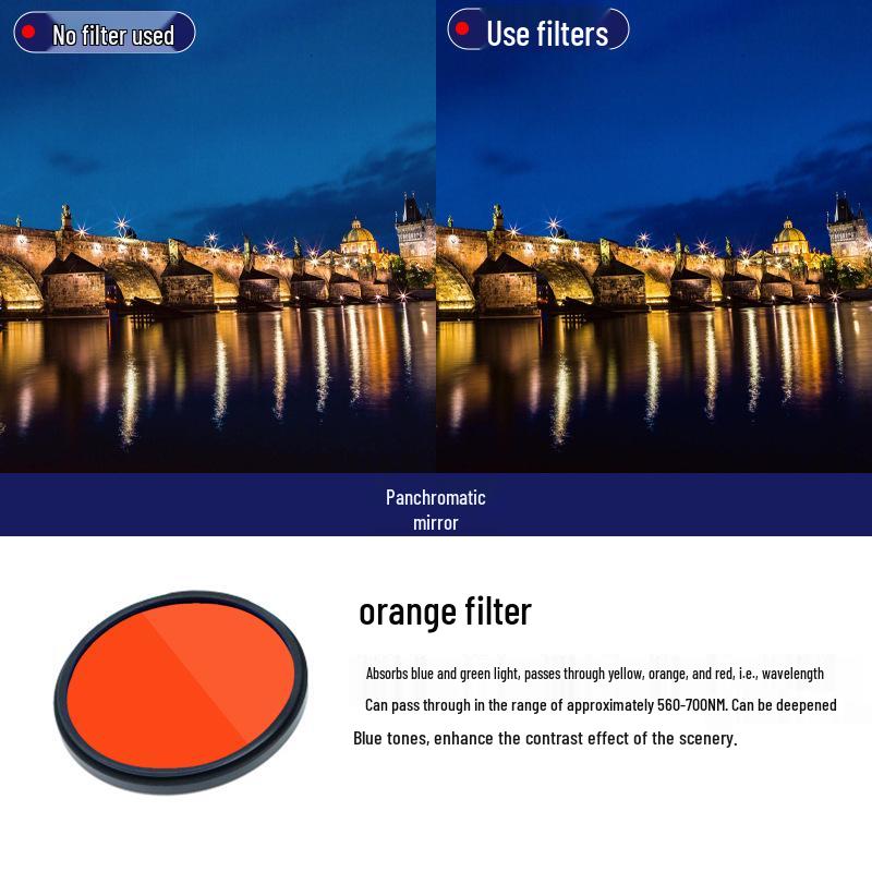 DSLR Camera Circular Full-Color Filter Set: Yellow, Orange, Red, Green, Blue, Purple - Underwater Balance Filter