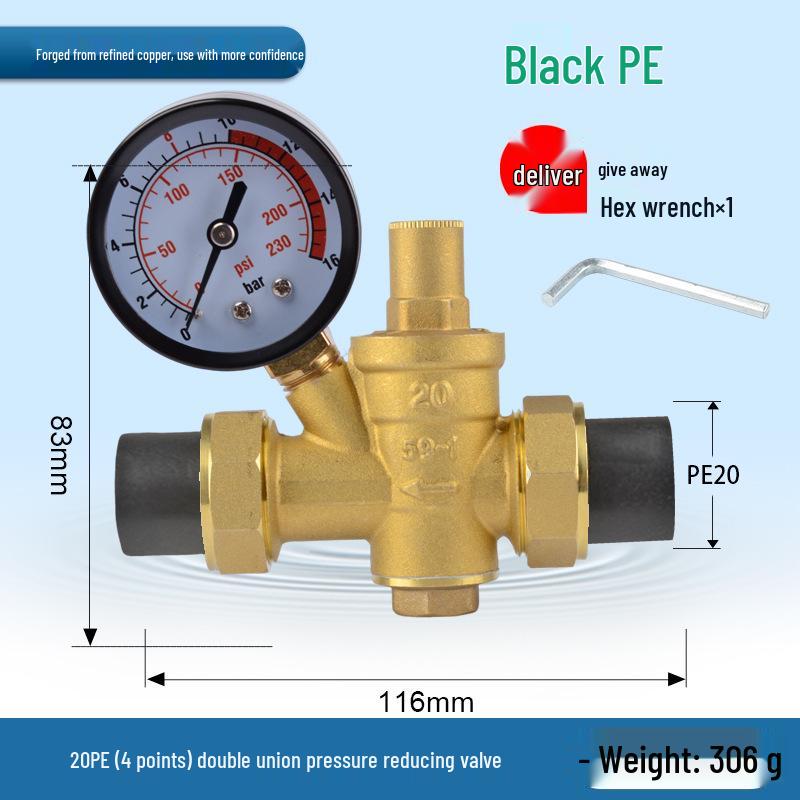 Water Pipe Pressure Reducing Valve for Home Heaters - PPR20/25/32, 4-Point PE Fitting