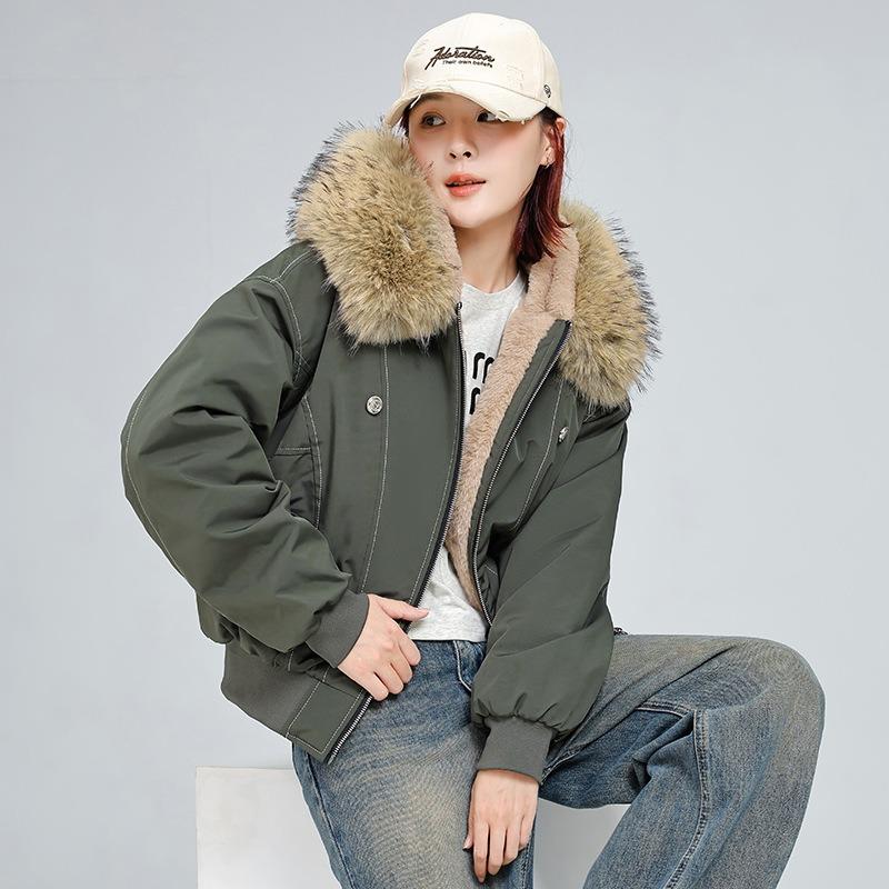 Winter Women's Hooded Big Fur Collar Fashion All-match Jacket