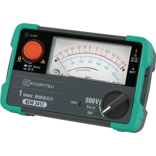 

Електричний лічильник Kyoritsu KYORITSU 1-діапазонний аналоговий вимірювач опору ізоляції KEW3412 чорний