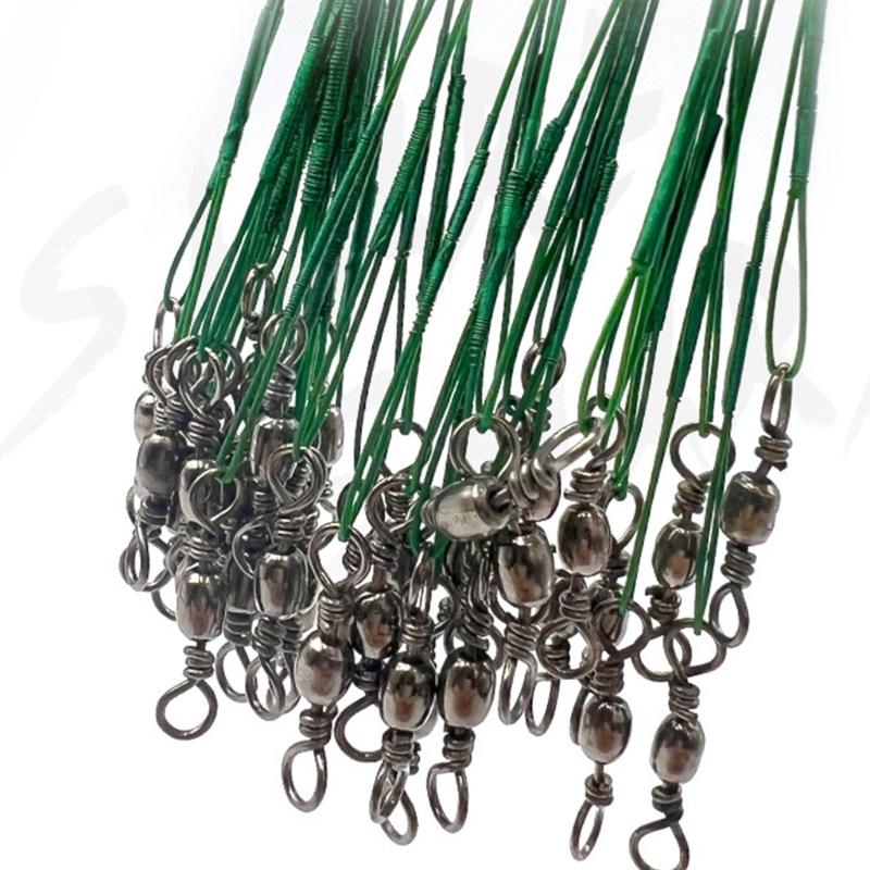 40Pcs AntiBite Steel Fishing Line Steel Wire Leader with Swivels Fishing Leader Wire Connect for Lures Baits Rig Hook