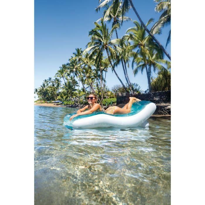 Matelas gonflable chaise longue INTEX - Asymétrique - Bleu océan - 191 x 99 cm