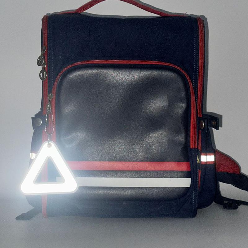 Reflective Pendant For School Bags Triangle Safety Reflector Student Safety Hanging Tag For Night Walking And Cycling
