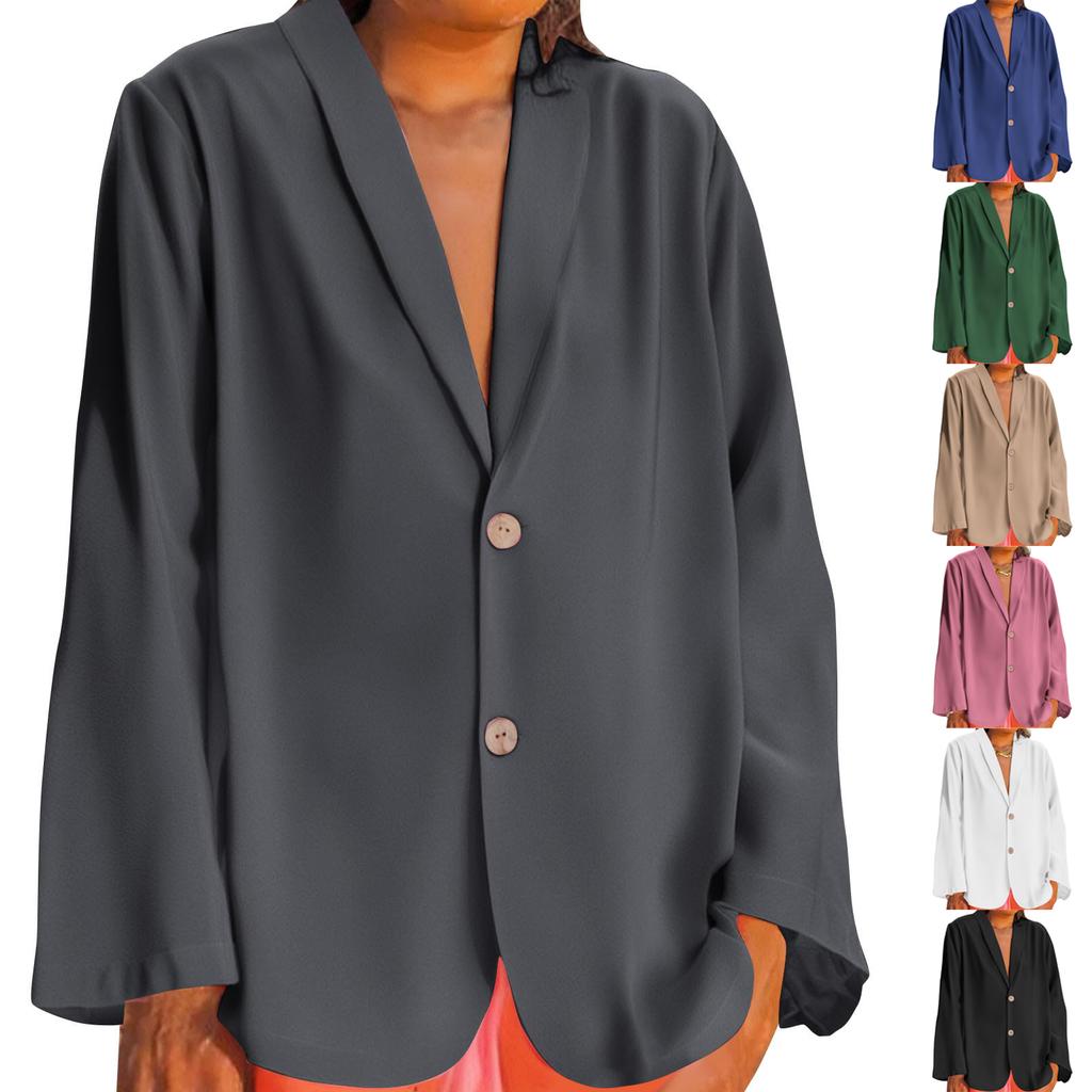 Women's Fashion Solid Color V-neck Long Sleeve Button Casual Cardigan Coat