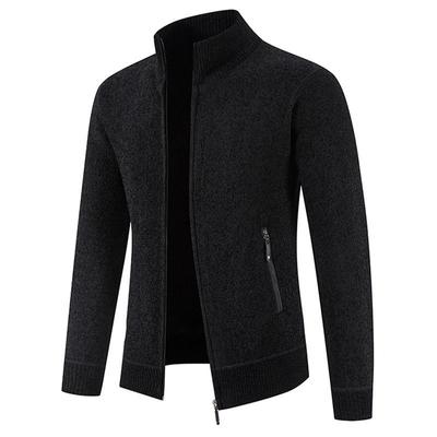 Spring And Autumn Winter Men'S Large Loose Velvet Sweater Coat Zipper Pocket Knitted Cardigan Top