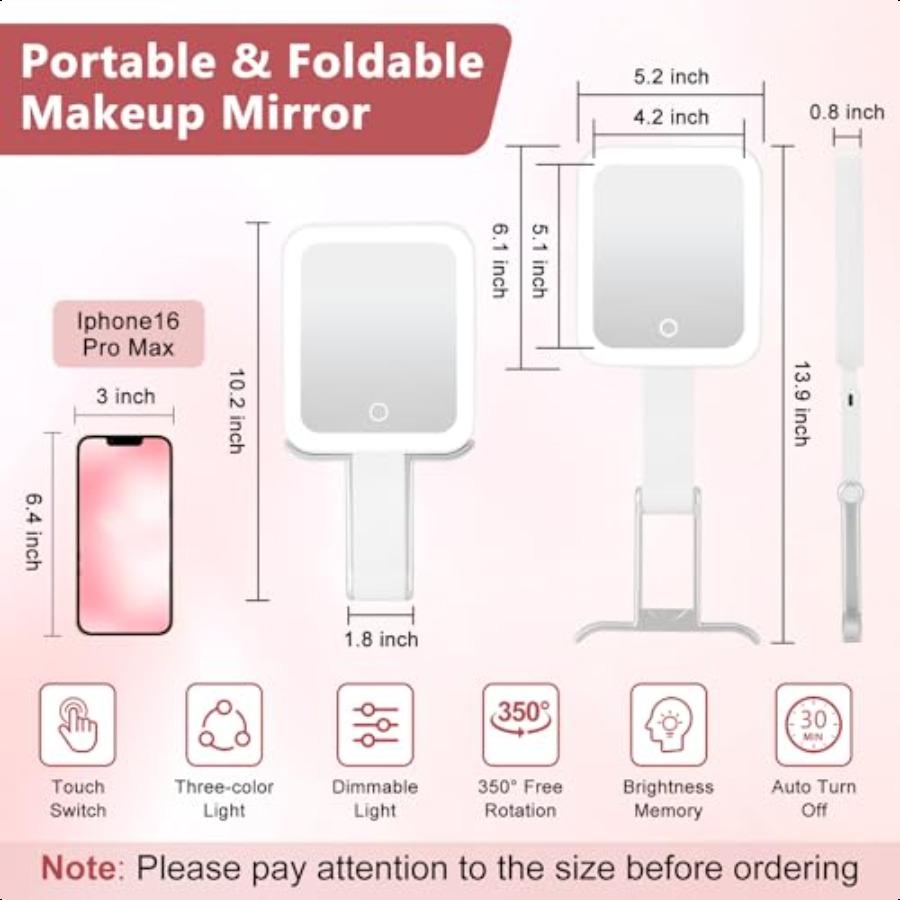 

Увеличительное зеркало с подсветкой, перезаряжаемое, 1X 15X увеличение, зеркало для макияжа с подсветкой, двустороннее, портативное дорожное зеркало для макияжа United States