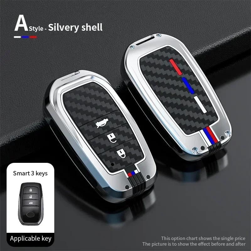 Alloy+Carbon Fider Car Key Case Holder Chain Toyota Alphard VELLFIRE 2012 PREVIA 2019 2020 2021 Car Interior Accessories