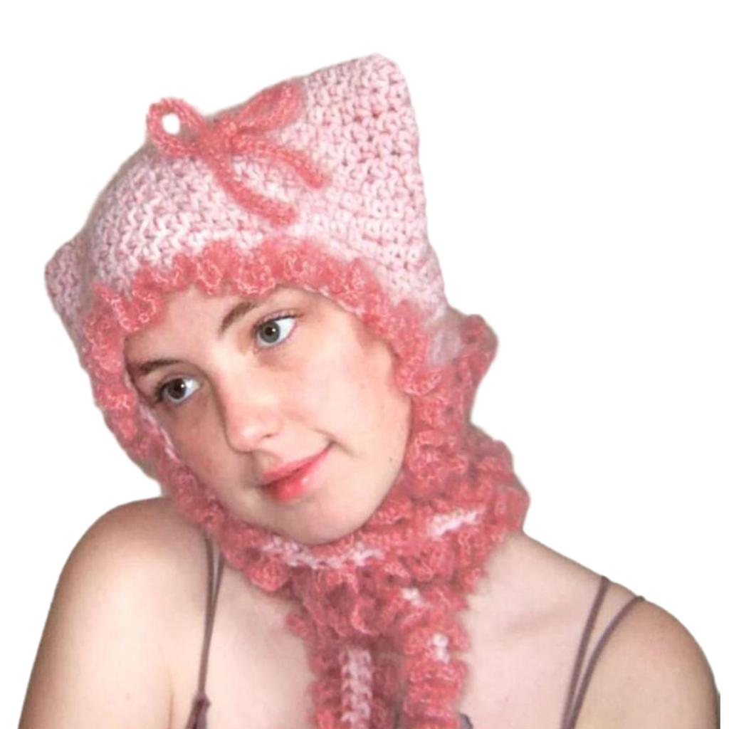 Halloween Beanie Knit Beanie Hat Unique Cat Ear Horn Hat Head Covering Party Holiday Warm Hat for Women