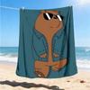 1pc Bear Print Outdoor Flannel Blanket, Lightweight Warm Cozy for Travel Camping Office Soft Polyester Fabric