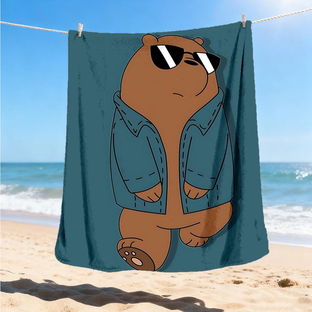 1pc Bear Print Outdoor Flannel Blanket, Lightweight Warm Cozy for Travel Camping Office Soft Polyester Fabric