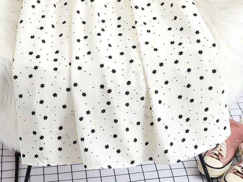 Plus Size Floral Polka Dot Midi Dress - Women's Summer A-Line Skirt