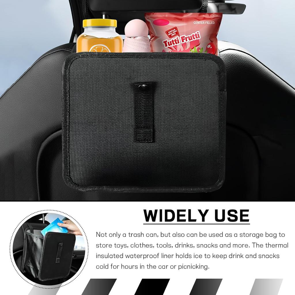 Portable Foldable Car Storage Bag Waterproof Fabric Garbage Bag Backseat Hanging Trash Can Accessory for Bathroom Organization