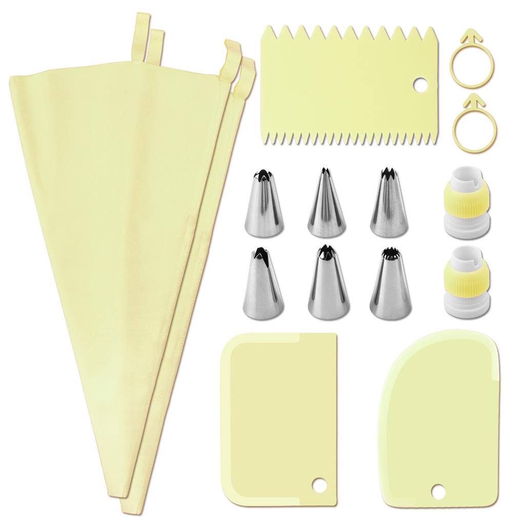 Piping Bags and Tips Set Cake DIY Decorating Kit with Stainless Steel Nozzle Reusable Silicone Pastry Cake Decorating Tools