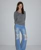 RONRON Cozy Loose Fit V Neck Knit Melange Gray