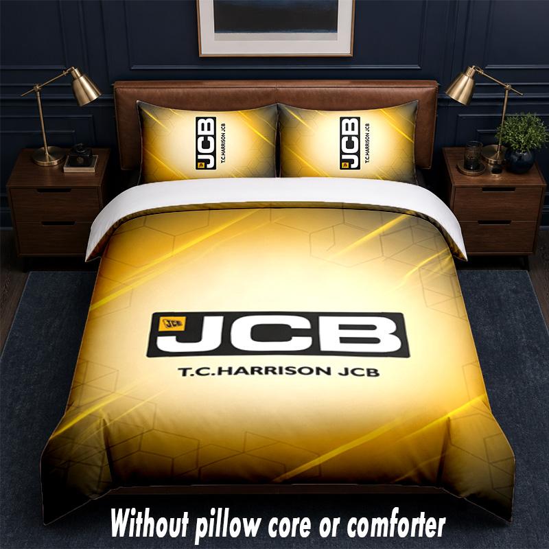 JCB Design Bed Bedding Set 1 Duvet Cover + 2 Pillowcases Soft Breathable Household Bed Linens