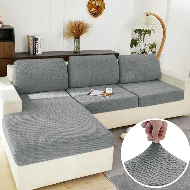 Elastic Sofa Cover Solid Sofa Seat Cover Grey Washable Seat Cushion Cover Furniture Protector Sectional