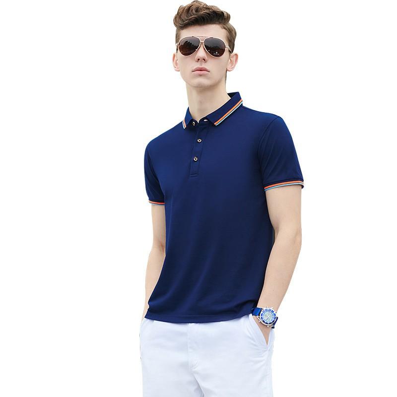 Mens Womens Slim Fit Cotton Silk Blend Polo Shirt Short Sleeve Breathable Casual Workwear