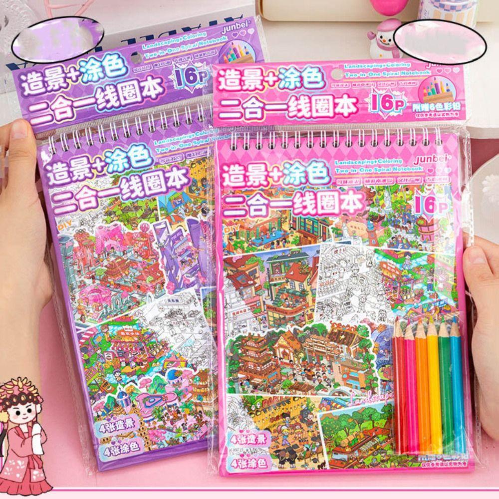Stress Relief Miniature Scene Stickers Cartoon Graffiti Painting Book  for Children Kids