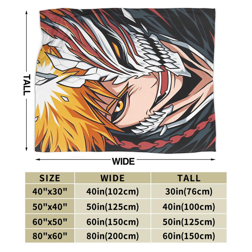 Bleach Kurosaki Ichigo Anime Cartoon Blanket Quality Warm Throw Blanket Winter Airplane Travel Outdoor Print Bedspread