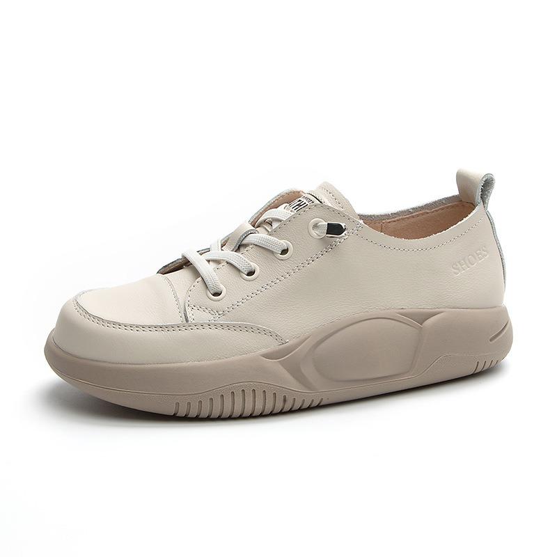 

Белые туфли из натуральной кожи. Винтажная повседневная обувь. 41 бежевый